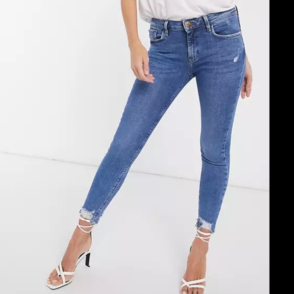 River Island Raw Hem Skinny Jeans